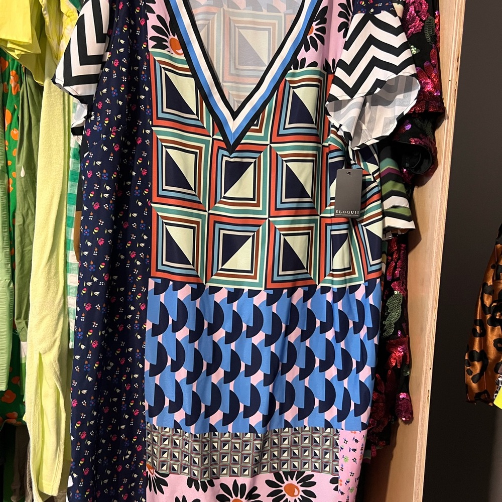 Eloquii Geometric Patterned Dress